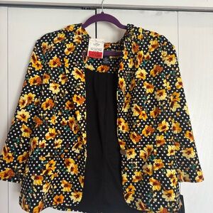 Floral Black and Yellow Women's Blazer